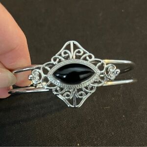 Intricate Silver and Black Women's Bracelet